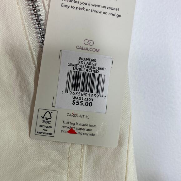 Calia Unbleached Cream Woven Paperbag Shorts High-Rise Womens Size XXL - Picture 8 of 9